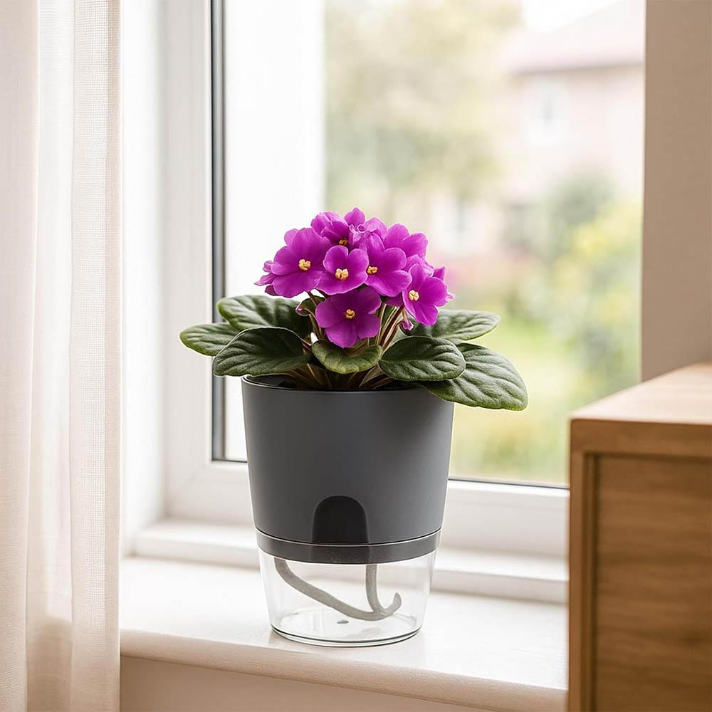 5Pcs/2pcs Self Watering Plastic Flower Pot Double Layer Hydroponics Plants Bonsai Pot Vases Succulent Potted Home Office Decor