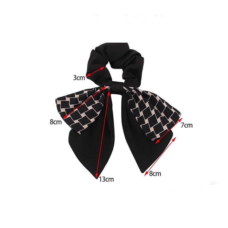 1pc Simple Plaid Ribbon, Large Intestine Headband, Elegant Bow Headband, Hair Accessory, Korean Zip Tie, Rubber Band Hair Rope