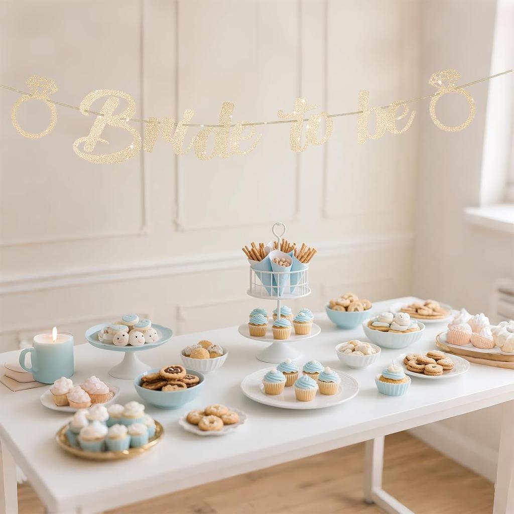 Bride To Be Banner, Pre-Strung Glitter Wedding Decorations For Reception, No Diy Bridal Shower Banner, Bride To Be Sign For Backdrop Ceremony