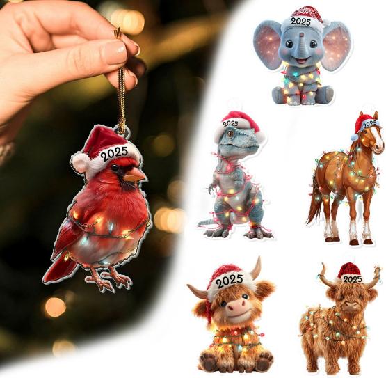 Weihnachtsbaumschmuck Flach Aufhängbar Festliches Andenken Acryl Tierfigur Schmuck für Wand Wohnzimmer Kaminsims Tür