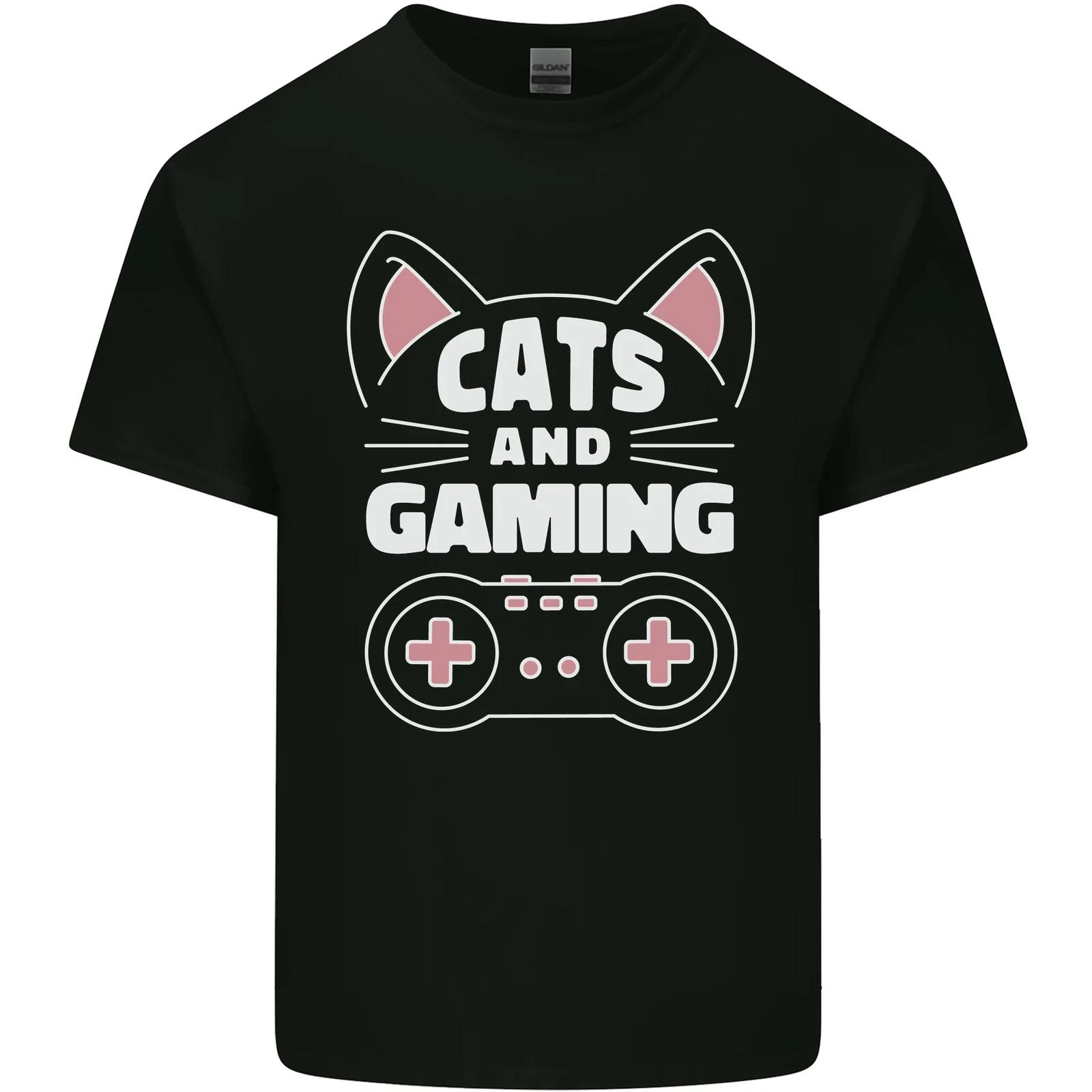 Cats and Gaming Funny Gamer Kids T-Shirt Childrens S