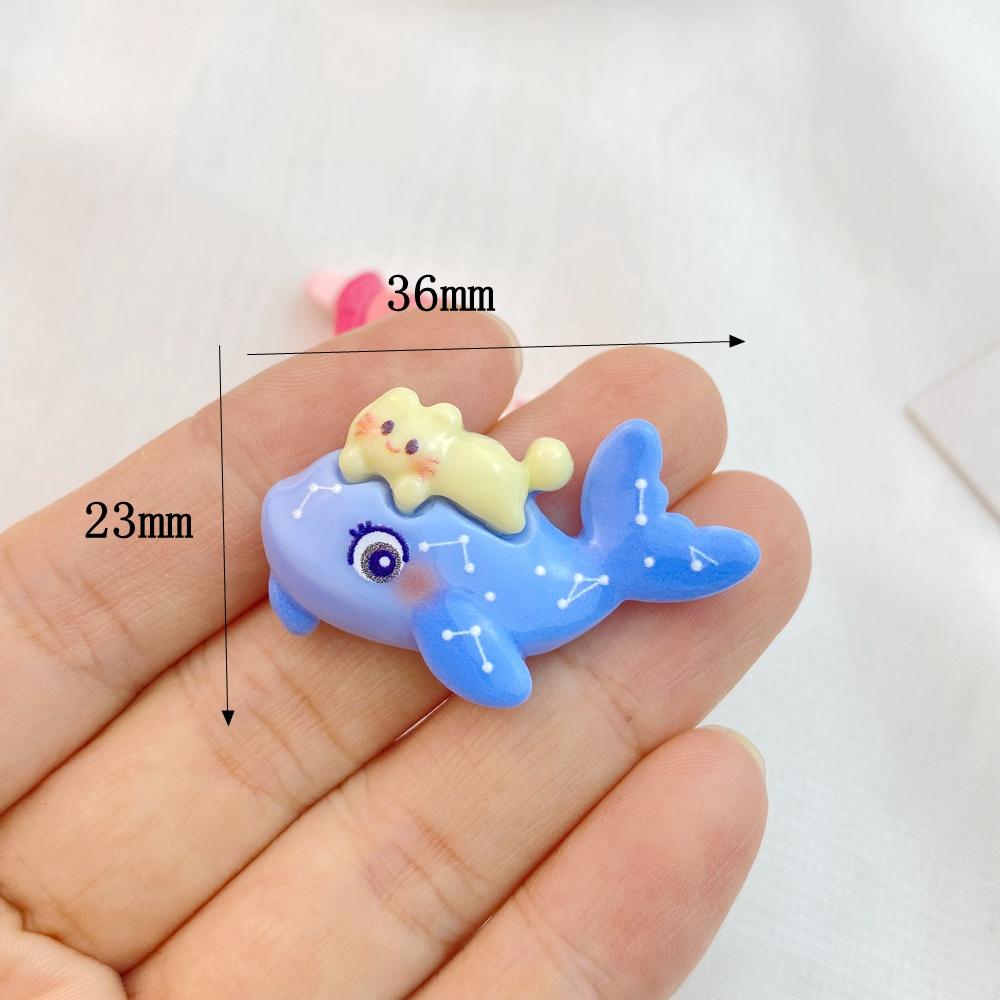 7Pcs New Cute Mini Cartoon Whale, Octopus, Turtle, Seahorse Series Flat Back Ornament Jewelry Bows Accessories