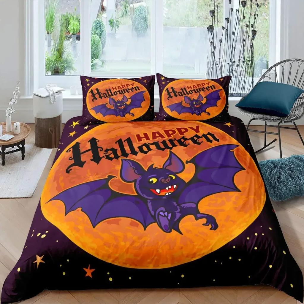 Bettdecke Halloween Fliegender Vampir Bettwäsche-Set Fledermäuse Hexerei Magie Bettdecke Einzel Doppel King Polyester