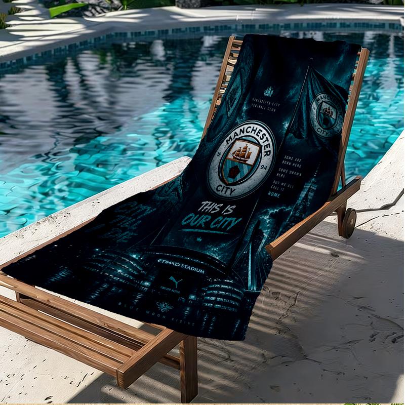 Manchester City FC Print Strandtuch, Vielseitiges Leichtes Saugfähiges Strandtuch für Pool Surfen Yoga Badezimmer, Perfektes Geburtstags-Urlaubsgeschenk