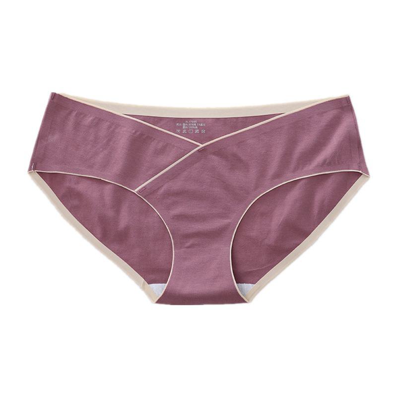 Baumwoll-Umstandsslip mit niedrigem Bund, antibakteriellem Zwickel und nahtloser Bauchstütze für die frühe bis mittlere bis späte Schwangerschaft.