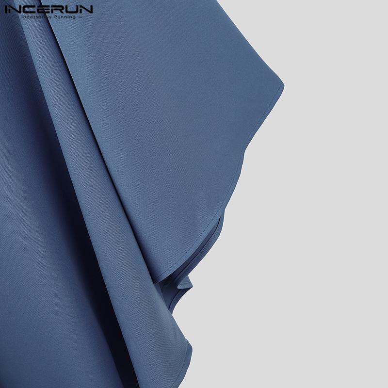 INCERUN Men Casual Loose Irregular Cloak Tops Baggy Long Cape Coats Windbreaker