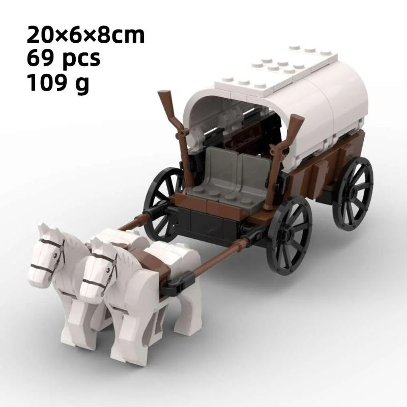City Creativity DIY Medieval Military Knight Carriage Chariot MOC Model Building Blocks Bricks Educational Children's Toys Gift
