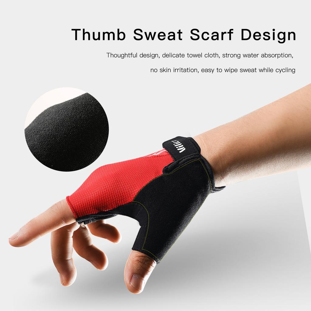 Gloves Breathable Short Finger Cycling Gloves, Thickened Palm Pad, Shock-Absorbing And Anti Slip Outdoor Sports Gloves