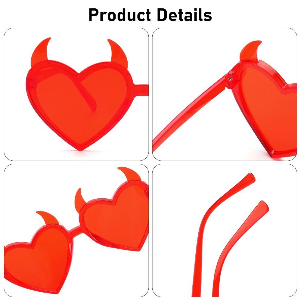 Devil Ear Heart Shape Sun Glasses Rock Horn Cosplay Glasses Punk Sunglasses for Halloween/Party