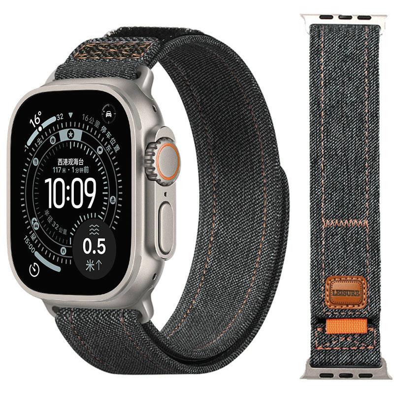 Denim Nylon Armband für Apple Watch Ultra 3-2-1 49mm 11 10 46mm 42mm Geflochtenes Armband iWatch 9 8 7 6 5 4 SE 45mm 44mm 41/40mm Band