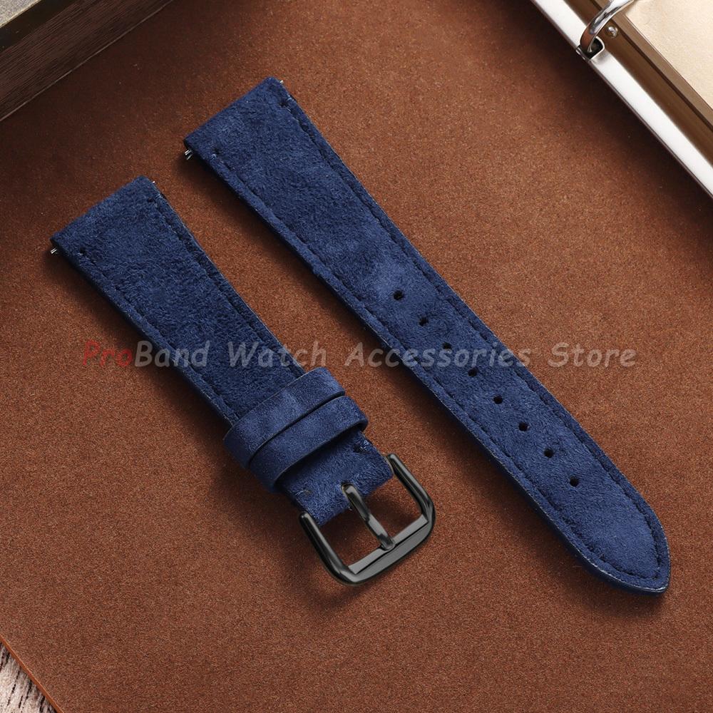 Vintage Wildleder Lederarmband 20mm 22mm Schnellverschluss Uhrenarmband für Omega für Seiko für Cartier für Tissot Goldene Schnalle Armband