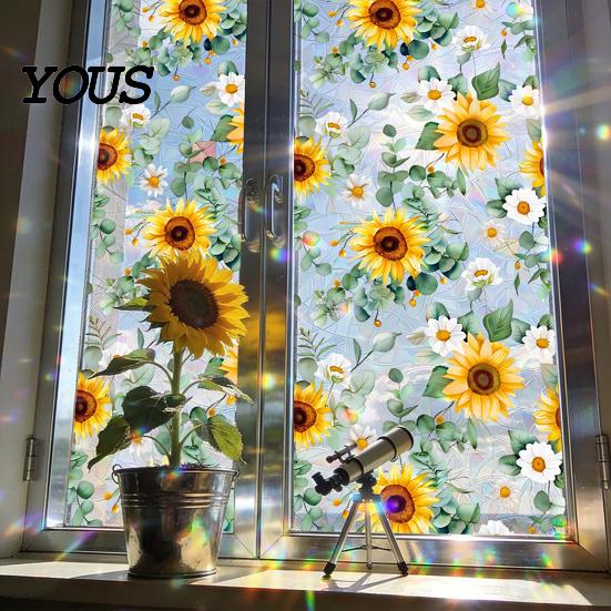 Dekorative Sichtschutzfolie für Fenster, Sonnenfänger, Statische Fensterfolie, Blume Schmetterling Selbstklebender Glasaufkleber, Bürolfolie, Abnehmbare Haftfolie