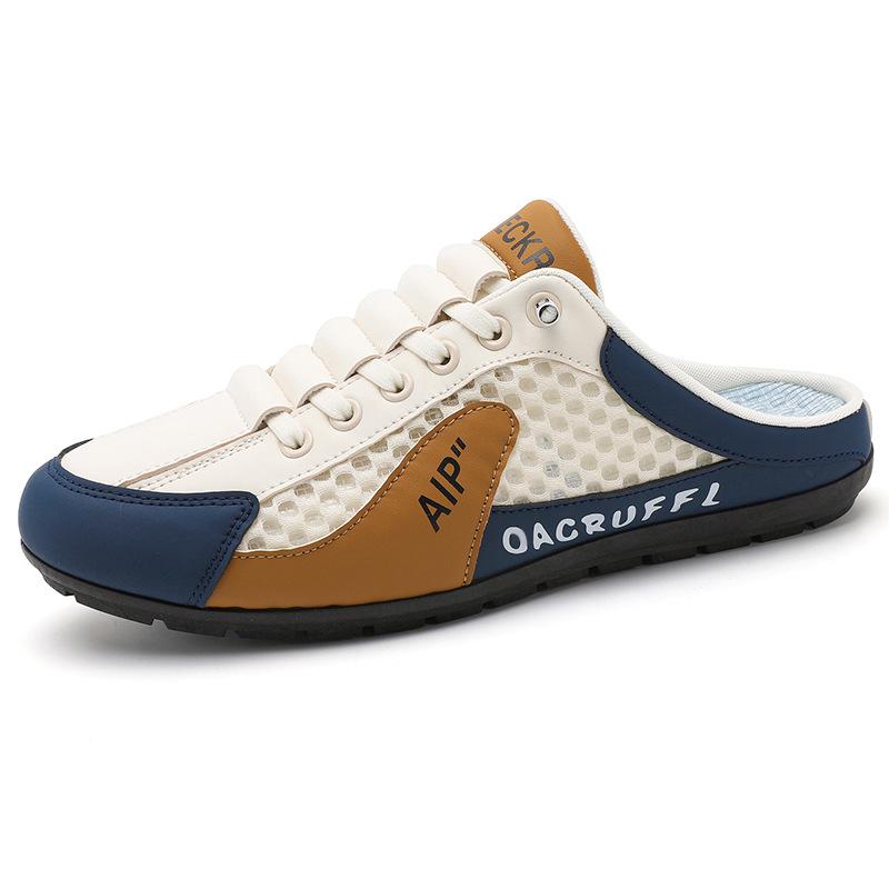 

Мужская летняя повседневная обувь из дышащей сетки для отдыха на открытом воздухе - модные туфли на плоской подошве в корейском стиле 41