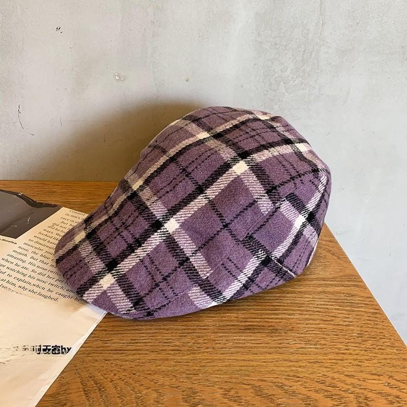 Pattern Checkered Fashion Women Casual Duckbill Cap For Summer Autumn And