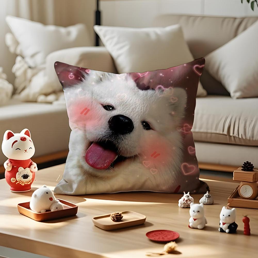 Cute Animal Dog Cat Cushion Cover Silky Short Plush with Invisible Zipper Dustproof Sofa Pillow Cover for Home Decor