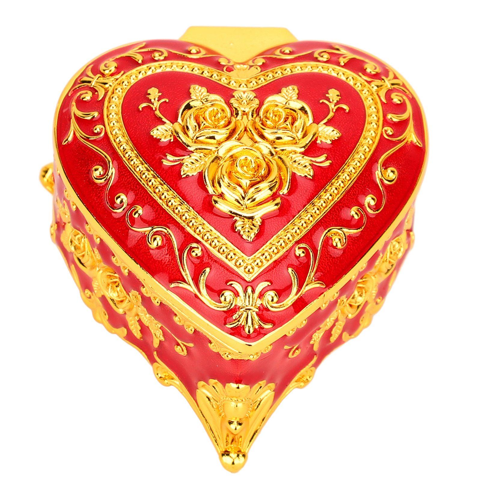 

Шкатулка для украшений в форме сердца с мягкой бархатной подкладкой для дам и девочек, винтажная шкатулка для хранения сережек красный
