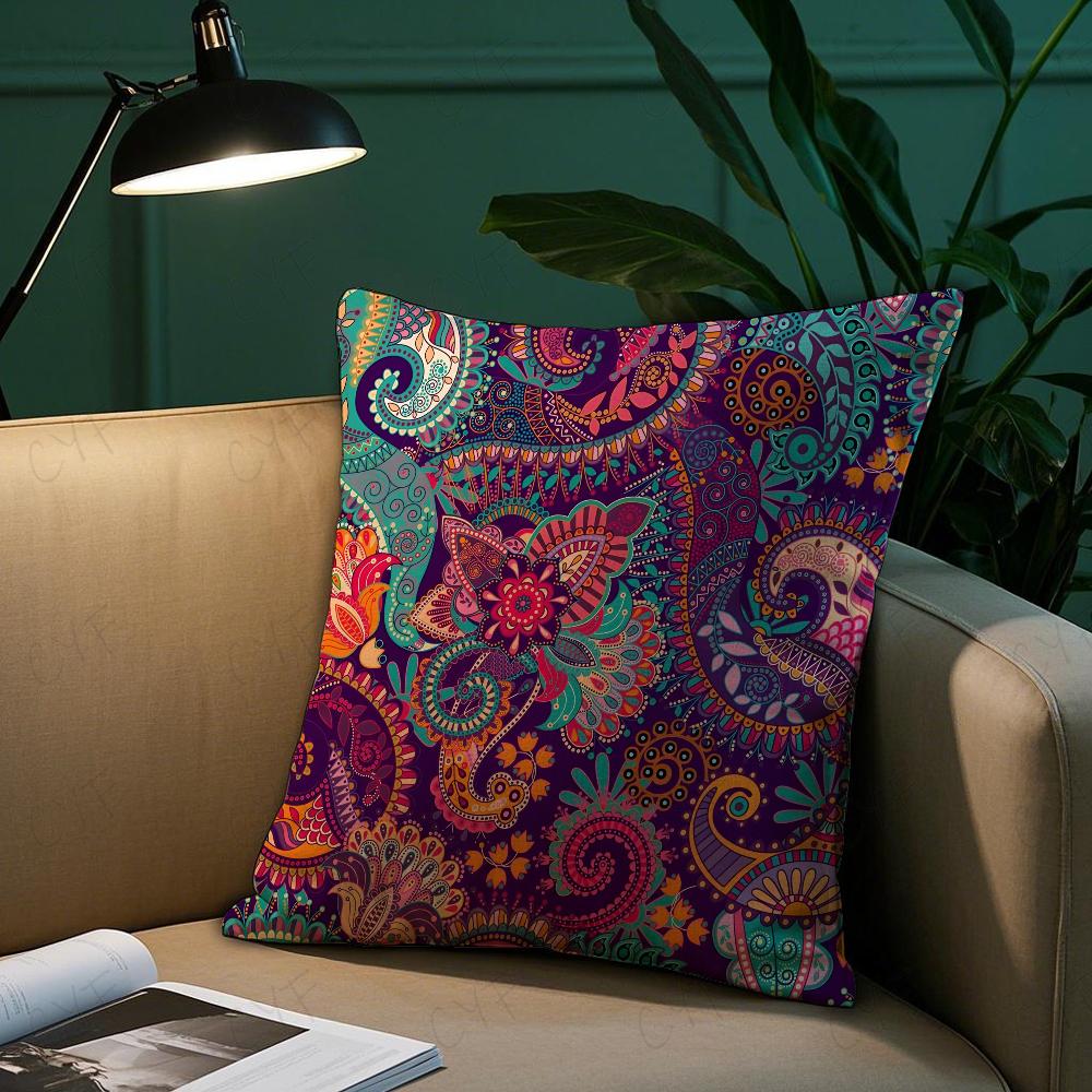 

Badik Indonesia Batik design Pillow Case Anti-dustmite Pillow Invisible zipper silky short plush Sofa cushion cover 16x16Inch