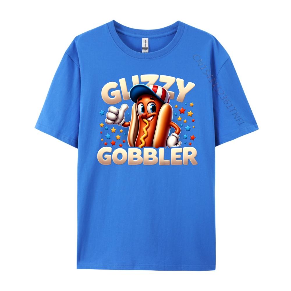 Funny Number One Glizzy Gobbler Hot Dog The 4th Of July Mens Korean Fashion Mens TShirts Vintage Style