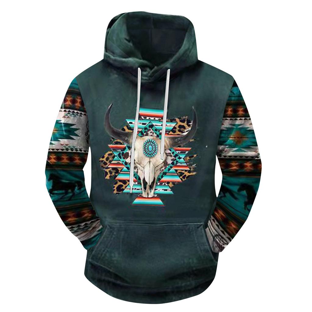 Fashion Print Loose Men's And Women's Long Sleeve Hooded Sweater