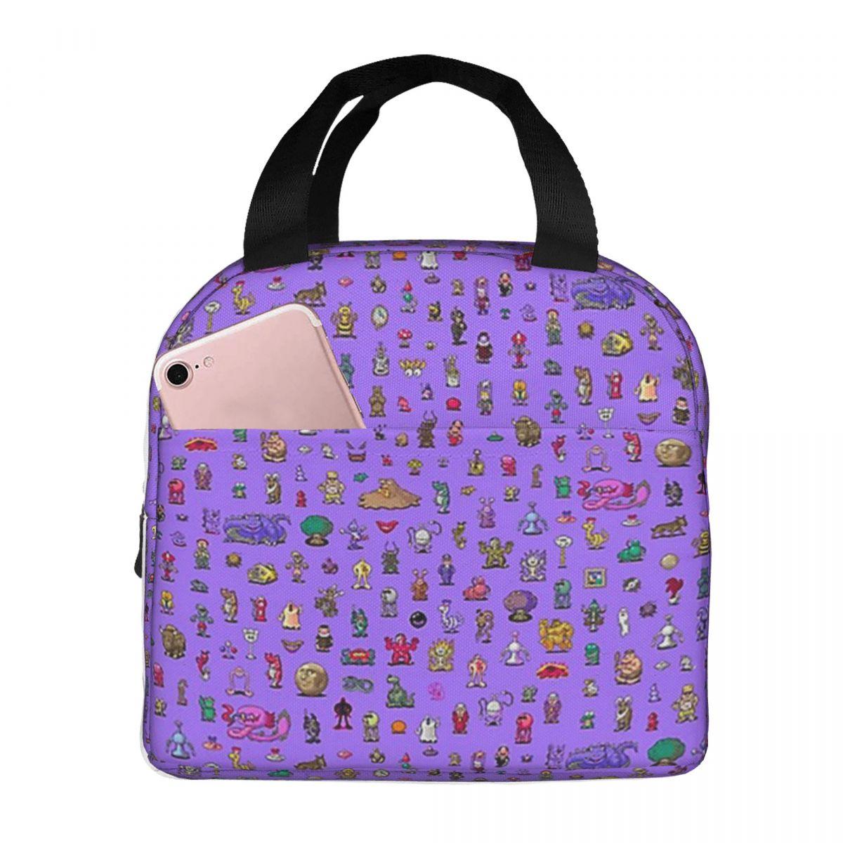 Earthbound Mega Sprite Sheet Insulated Lunch Bag for Women Office Cooler Thermal Food Box Tote Portable Lunch Boxes Container One Size