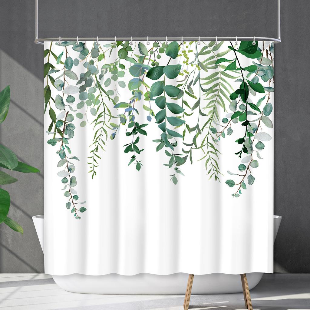 Duschvorhang Wasserdicht Und Schimmelresistent 3D Digitaldruck Pflanze Blume Und Gras Duschvorhang Badezimmer Trennvorhang