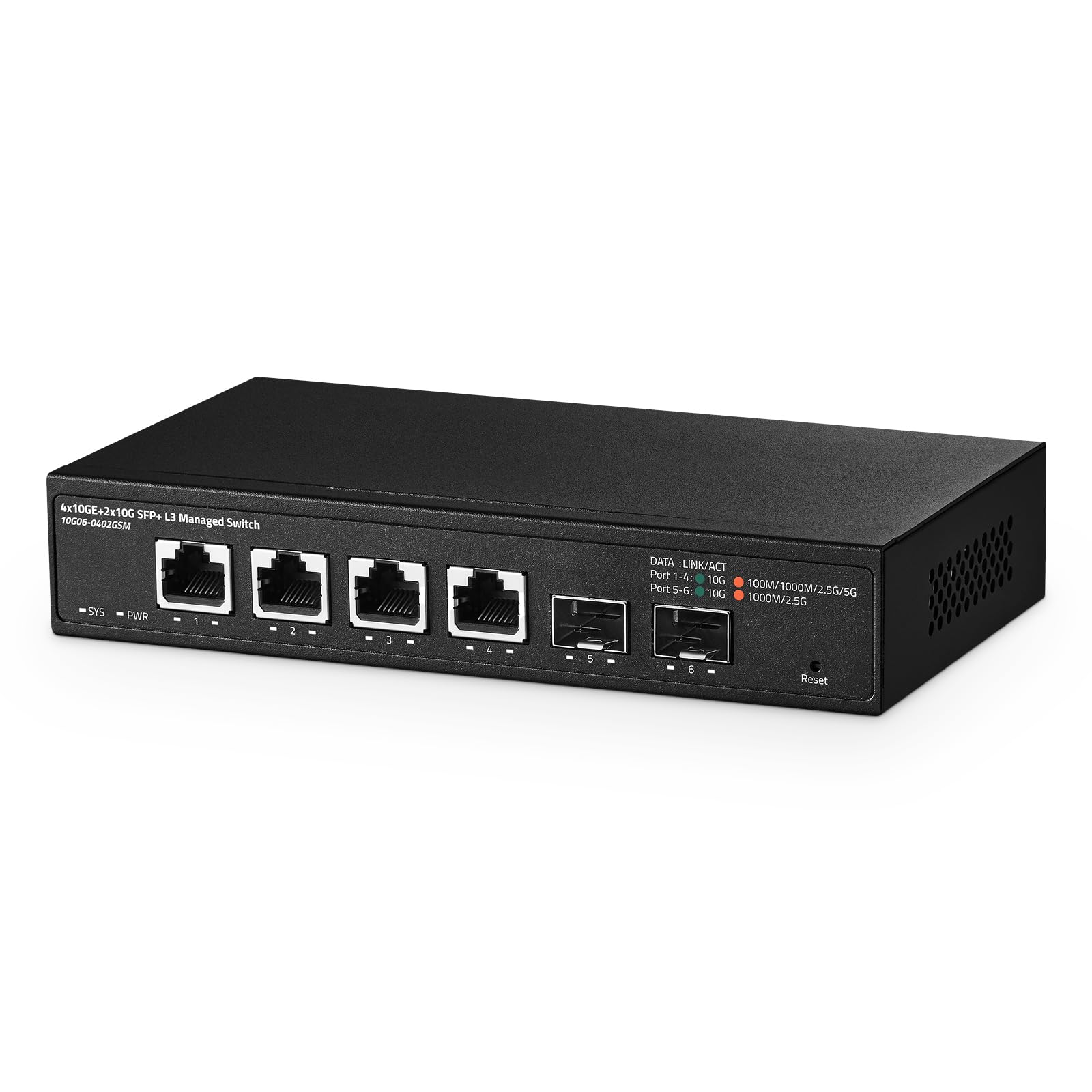 

Binardat 10 Gigabit Managed 4x10G RJ45 Supports 2x10G 120Gbps L3 Web Metal Small Network Switch 6-port Switch, Ethernet, 1G/2.5G/5G/10G, SFP+,