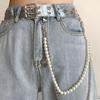 Hip Hop Style Butterfly Pendant Pants Chain Retro Style Multi Layer Pearls Jeans Chain Waist Chain Jewelry Metal