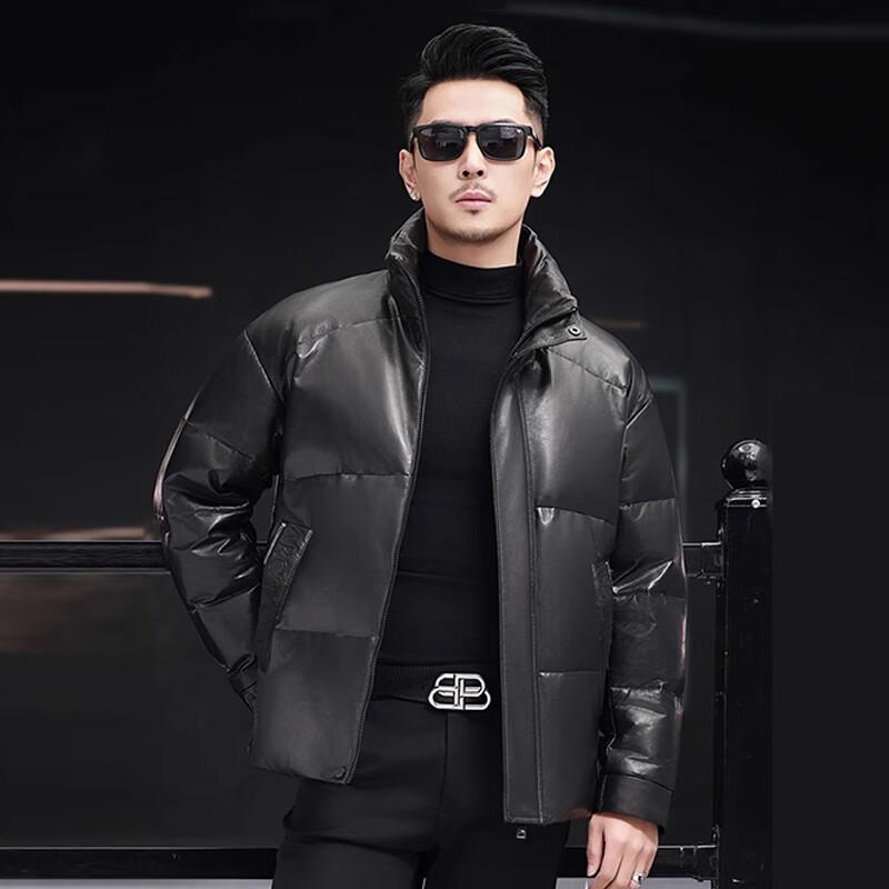 KAISER Men's Goatskin Stand Collar Business Casual Leather Jacket