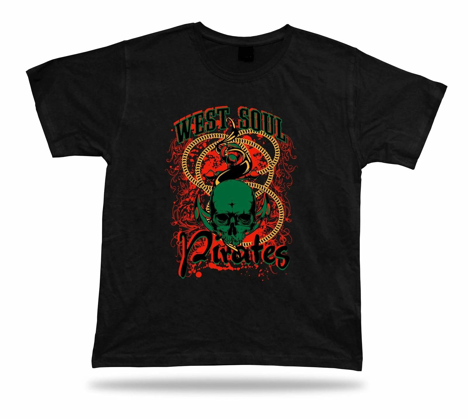 Tshirt Tee Shirt Birthday Gift Idea West Soul Pirates Skull Sea Anchor Emblam 2XL
