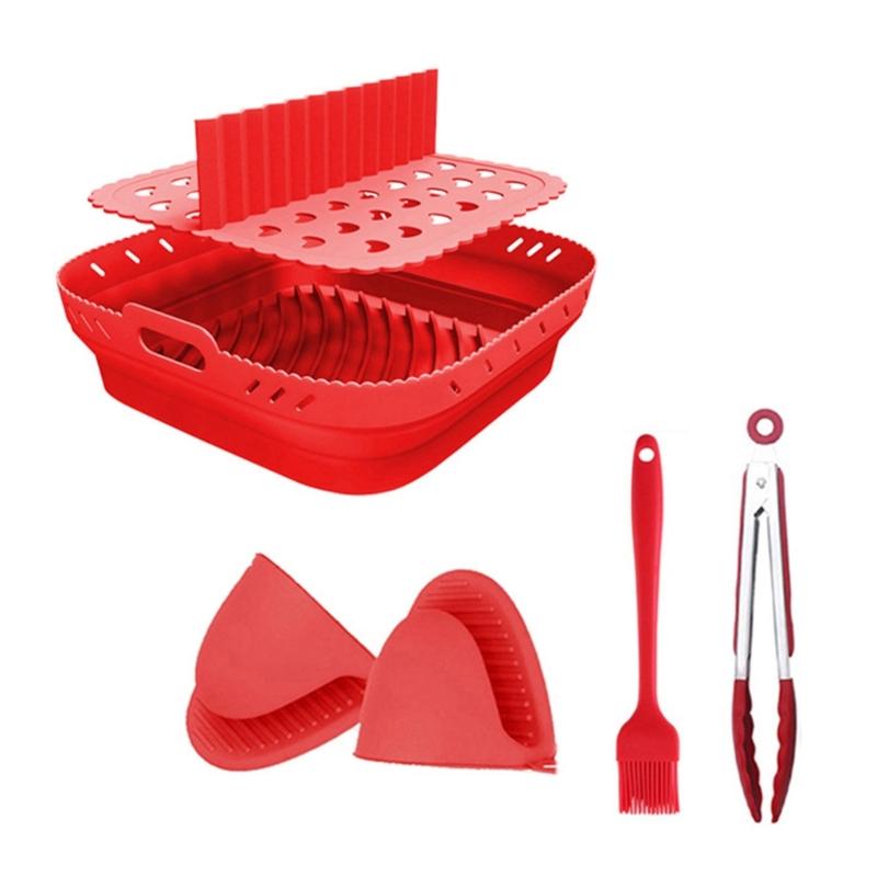 Air Fryers Divider Fryers Accessories Square Silicone Air Fryers Basket Air Fryers Inserts Silicone Liner with Divider
