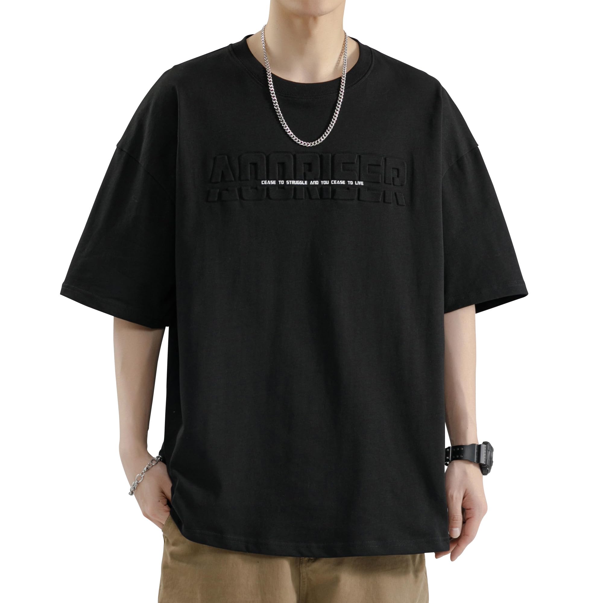 

короткая летняя футболка с логотипом, короткий свитшот кроя и большая повседневная L [Fasshonrida] Мужская футболка, рукав, одежда, 100% хлопок, рубашка, стильная, топ, крутая,