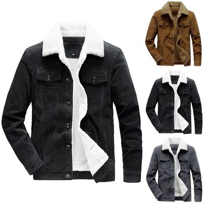 Men's Fall And Winter Casual Fashion Solid Color Jacket Button Corduroy Jacket Tops