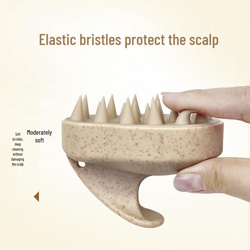Wheat Straw Silicone Scalp Massage Shampoo Brush for Dandruff Removal & Scalp Protection