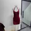 New European And American Sexy Fashion Women'S Clothing Party Sexy Neck Hot Diamond Slim Hip Dress