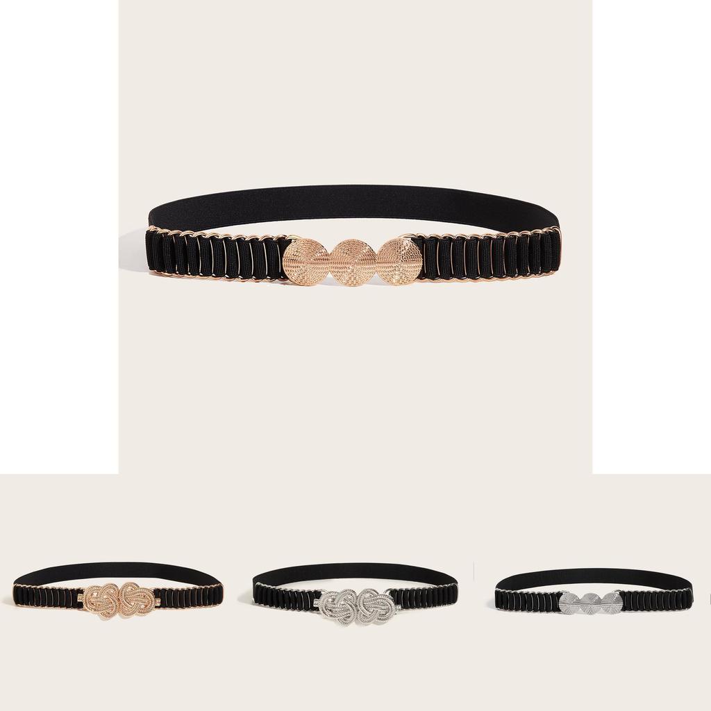 Ladies Metallic Waist Belt With Snap Button Closure For Dresses And Casual Wear