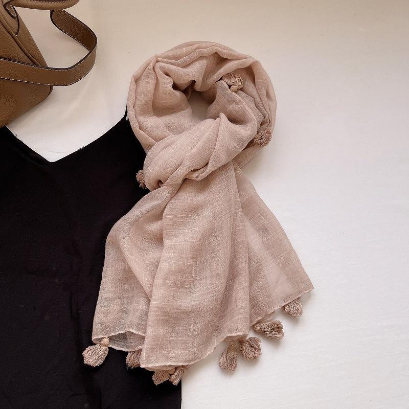 Cotton and Linen Scarf, Solid Color Beard Antique Shawl, Scarf, Desert Dubai Abu Dhabi Headscarf