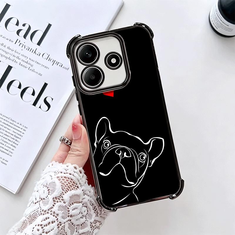 Französische Bulldogge Schwarz Design Beschichtung Handyhülle Für Xiaomi Redmi Note 14 15 Pro Plus 13 12 11 11S 11T 10 9S 9 5G Sturzfest Airaba