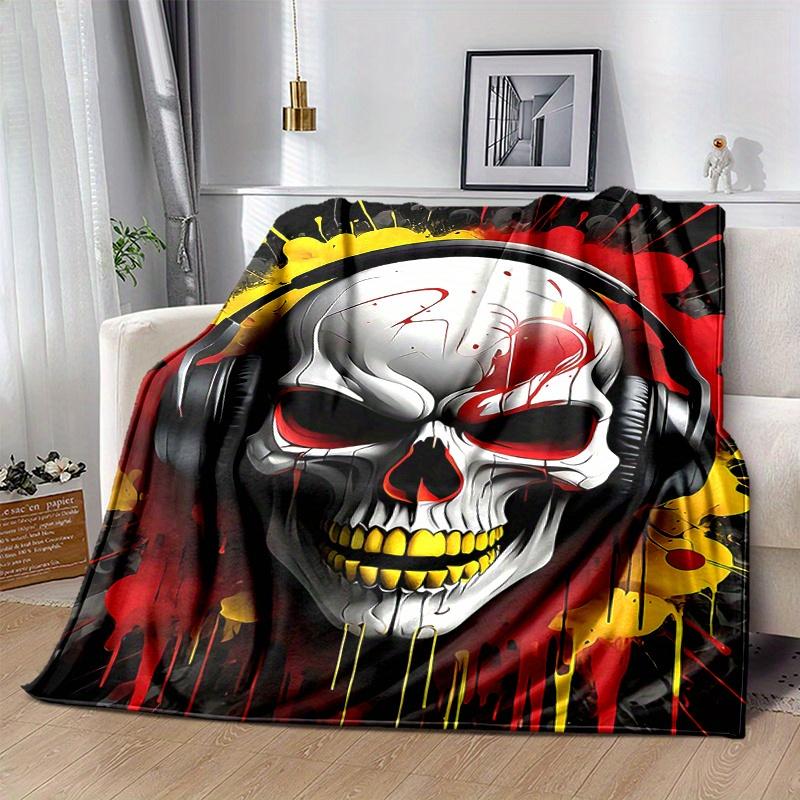 1pc Headphones of Death Soft, Decorative Blanket, Living Room, Travel, Camping, Car Blankets, Beach