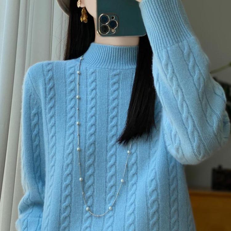 Winter Women Sweater 100% Wool Turtleneck Knit Pullover Thick Jumpers MODERN NEW SAGA Female Knit Tops