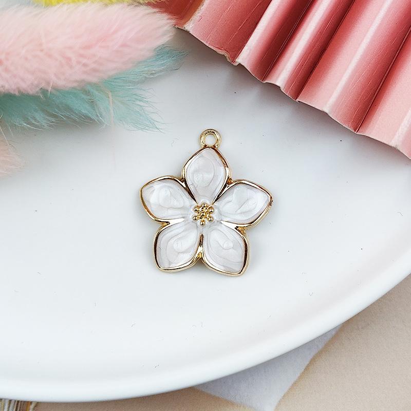 10Pcs/Set Enamel Alloy Flower  Charms Pendant Jewelry Findings Diy Craft Making