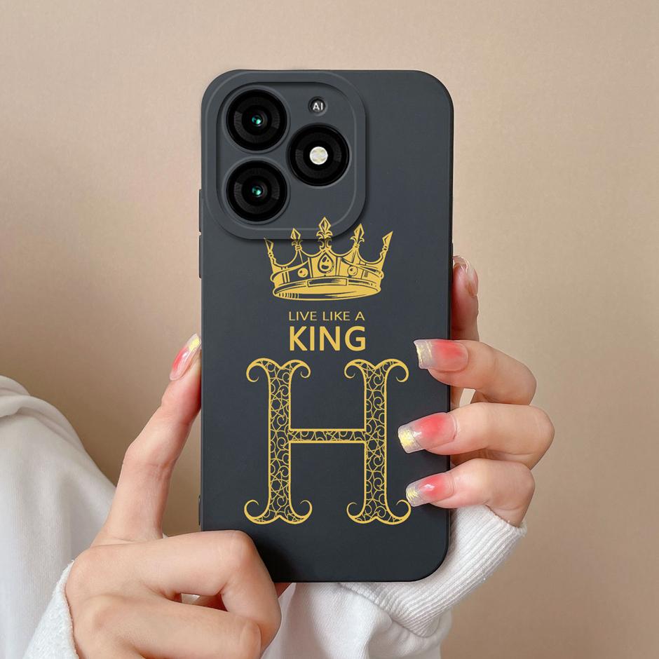 For Tecno Itel A70 Case Luxury Crown Letter Pattern Liquid Silicone Back Cover For ItelA70 A 70 New Design Advanced Sense Shell