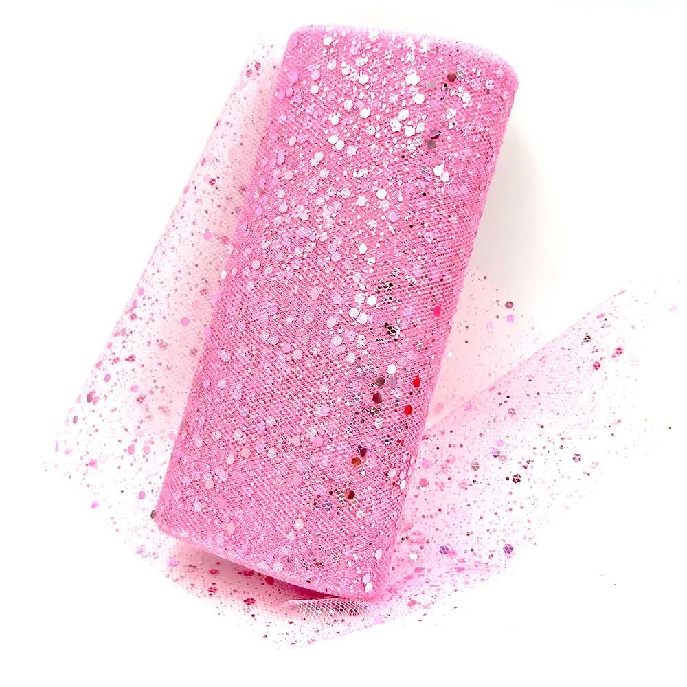 Glitter Tulle Fabric Roll 6 Inch 10 Yards Sequin Sparkling Ribbon Spool Netting for Wedding Tutu Skirt Gift Wrapping Party Decor