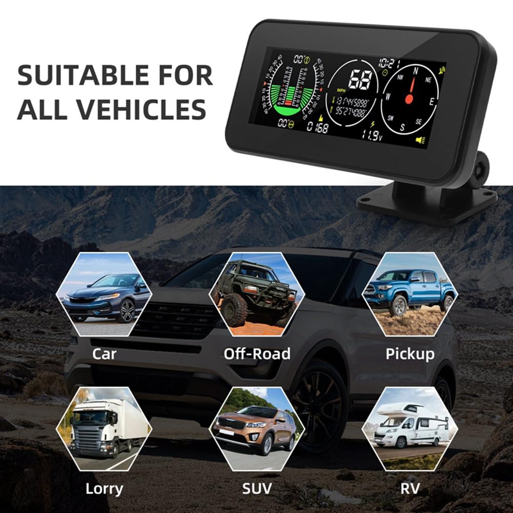 Buerjia Auto HUD Head Up Displej Inklometr Kompas Rychloměr GPS Alarm překročení rychlosti Digitální rychlost Sklonoměr Autodíly 1ks
