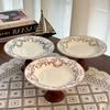 BRCeramic High-sided Round Plate Ceramic Plate Tableware Chinese-style Retro High-legged Bowl Storage Tray Kitchen OrganizerEY