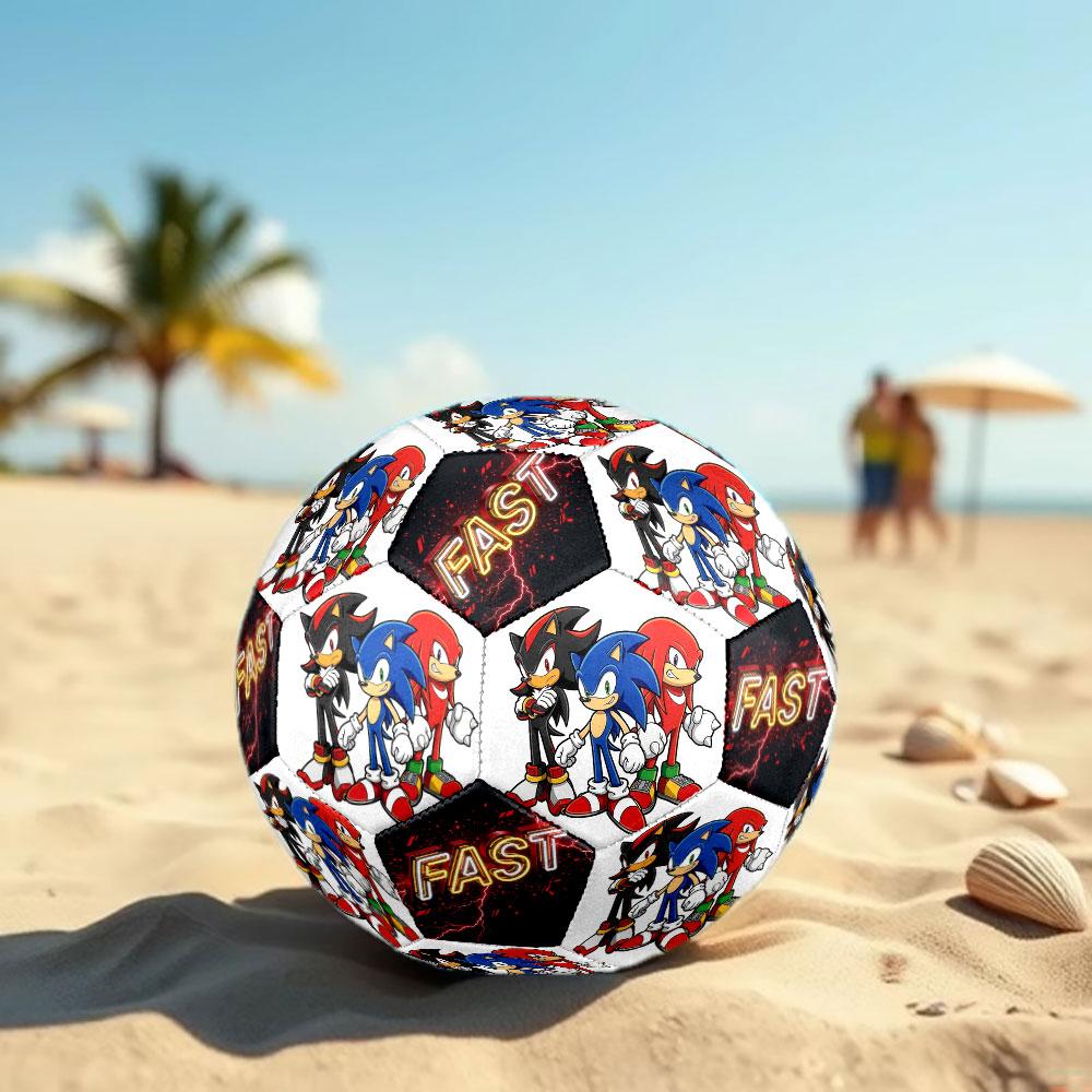 1pc Sonic the Hedgehog Soccer Ball Size 5 Indoor Soccer Ball Fashion Colorful Backyard Game - Great For Sports Fans Gift HE44