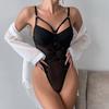 JSY Sexy Lingerie Women Bodysuit Underwear Black Open Crotch Teddy Transparent Nightgown Sleepwear Erotic Lingerie Porno Costume