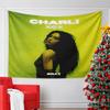 The Main Pattern Is a Portrait with Neon Yellow-green Background Text. Patterned Tapestry for Bedroom and Living Room Home Decor