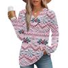 Women's Fashion Casual V-neck Pleated Christmas Long Sleeve Top