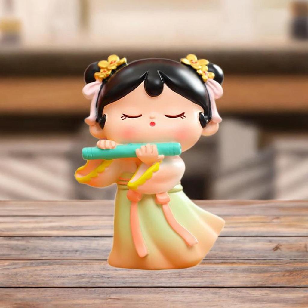 Traditional Chinese Tang Girl Figurine Small Statues Collection Cute Girl Sculpture for Bedroom Tabletop Tabletop Decoration