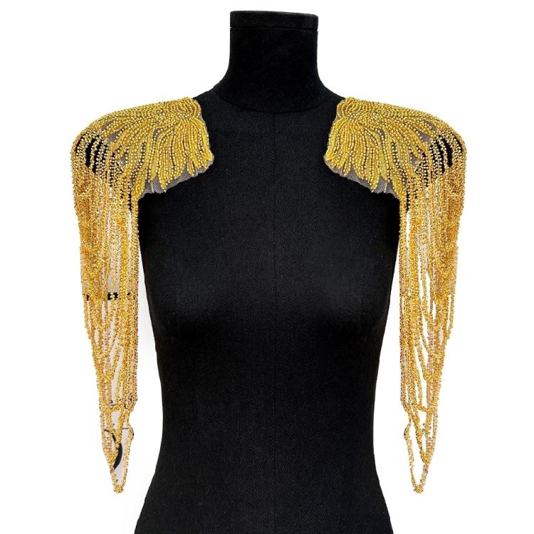 Pair Of Sequins Fringe Shoulder Patches For Party Attire Comfortable Long Wear Decorative Accent